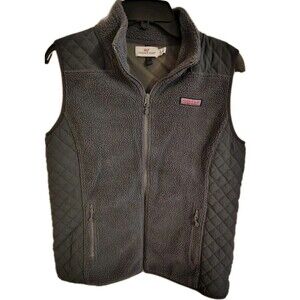 Vineyard Vine  Fleece Vest Jacket Size M Fully Zip Pockets Gray